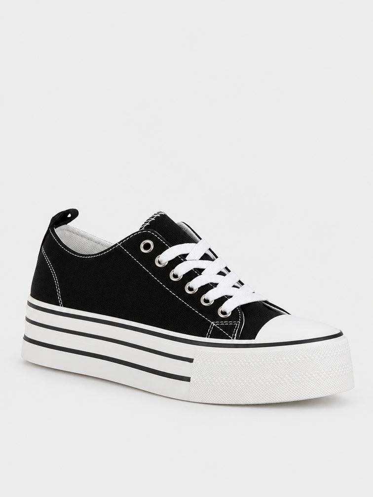 Sneaker Platform a Righe - KA2616 - nero