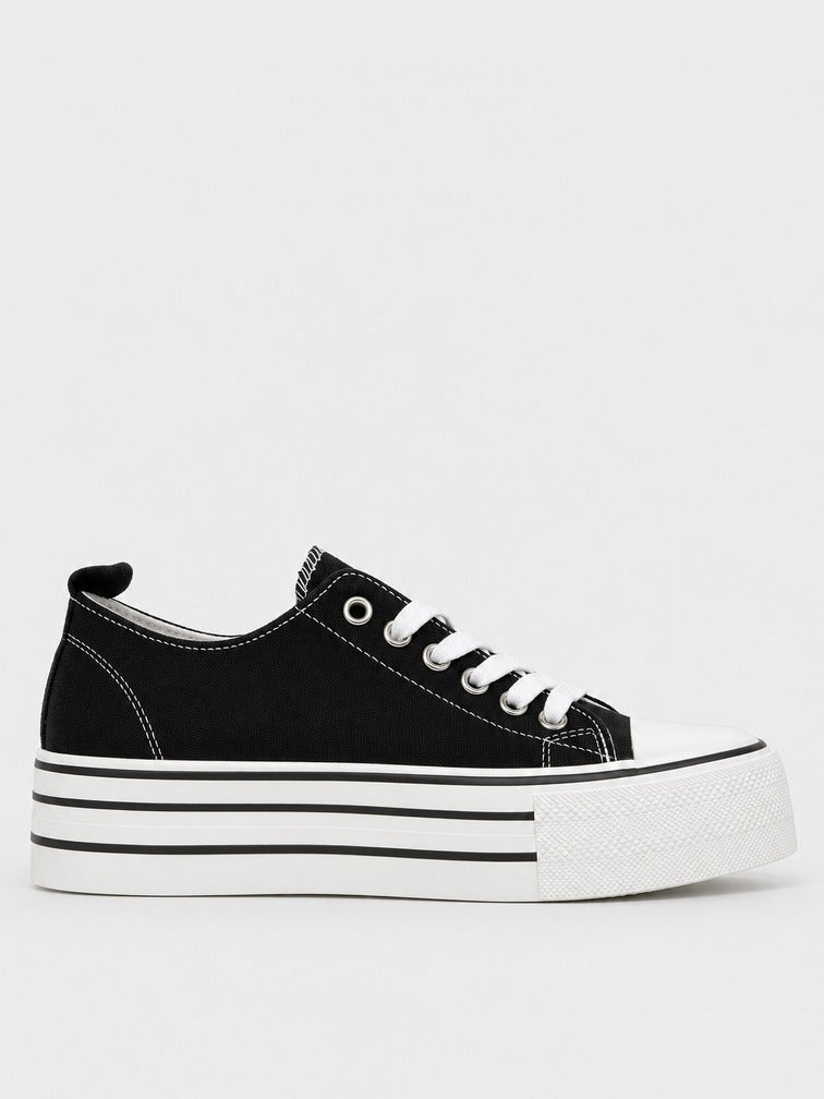 Sneaker Platform a Righe - KA2616 - nero