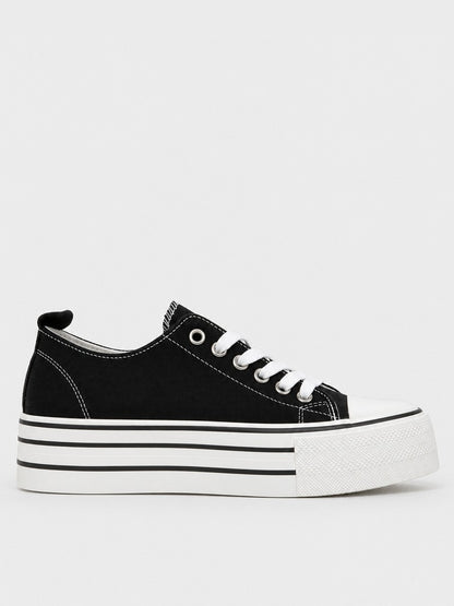 Sneaker Platform a Righe - KA2616 - nero