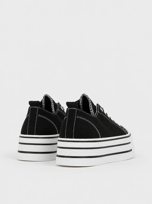 Sneaker Platform a Righe - KA2616 - nero