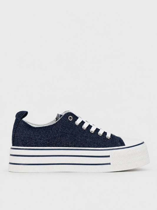 Sneaker Platform a Righe - KA2616 - jeans (vista laterale)