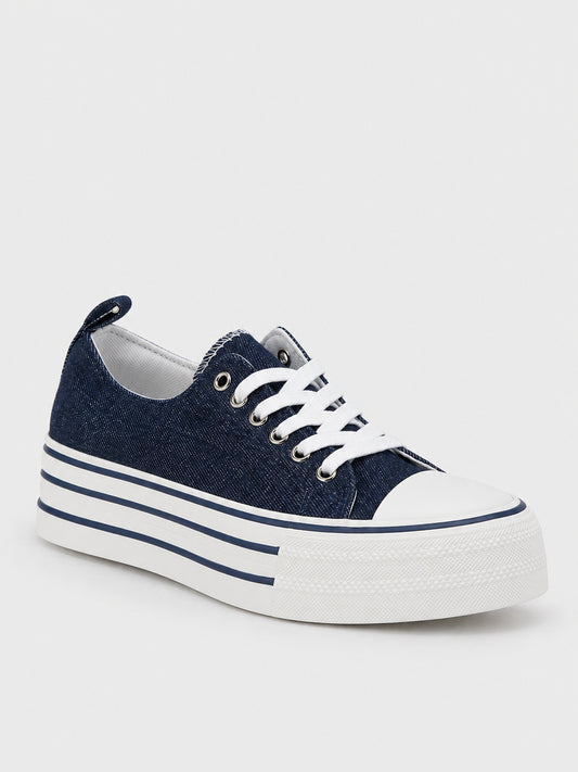 Sneaker Platform a Righe - KA2616 - jeans