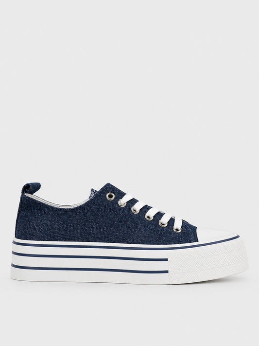 Sneaker Platform a Righe - KA2616 - jeans