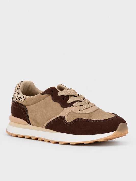 Sneaker Pannelli con Animalier - KA2617 - marrone