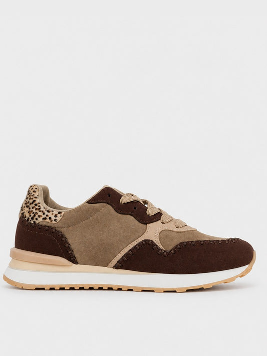 Sneaker Pannelli con Animalier - KA2617 - marrone
