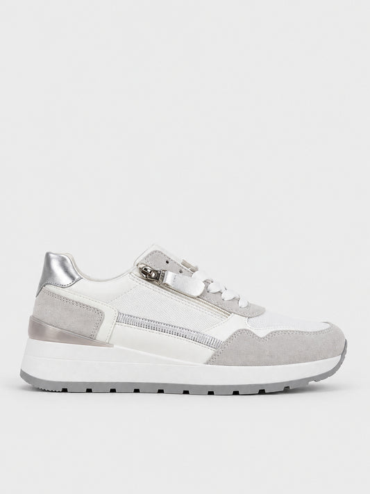 Sneaker Platform con Zip - KA2619 - bianco (vista laterale)