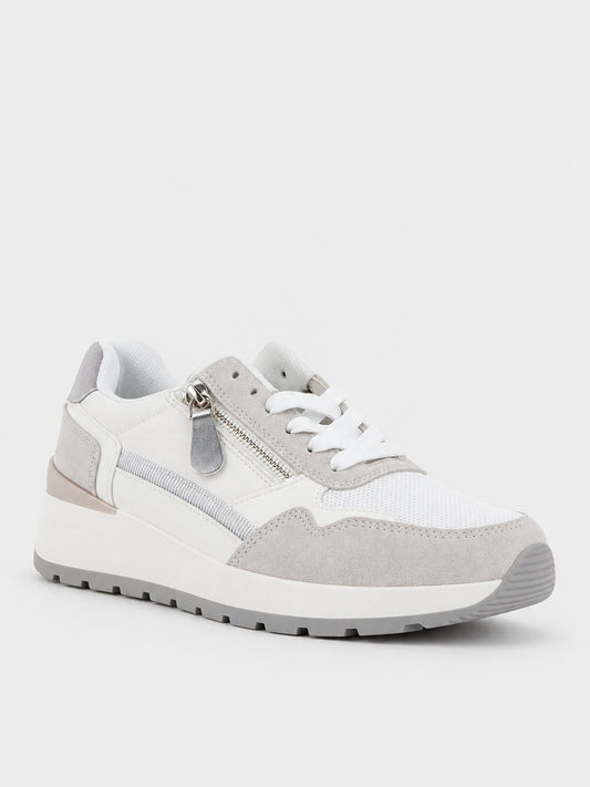 Sneaker Platform con Zip - KA2619 - bianco
