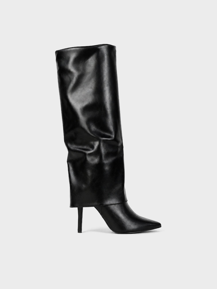 Stivale Alto Tacco Spillo - LA2509 - nero PU (vista laterale)