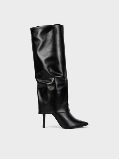Stivale Alto Tacco Spillo - LA2509 - nero PU (vista laterale)