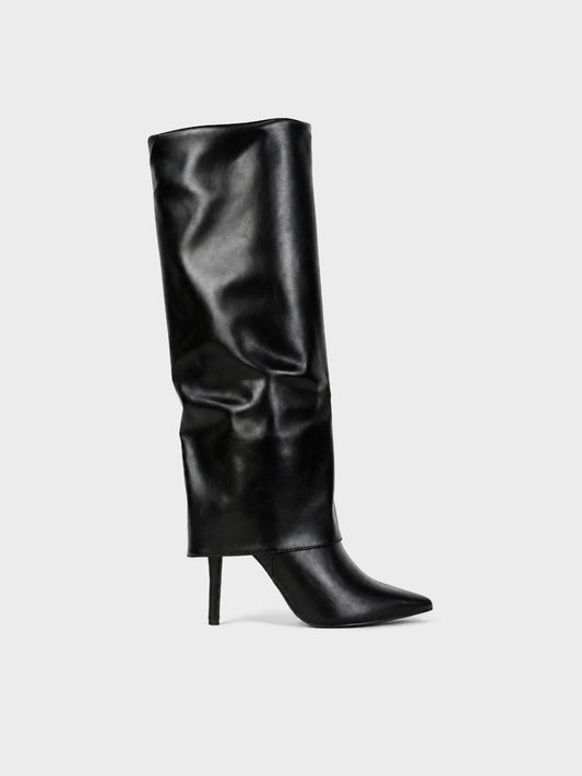 Stivale Alto Tacco Spillo - LA2509 - nero PU (vista laterale)