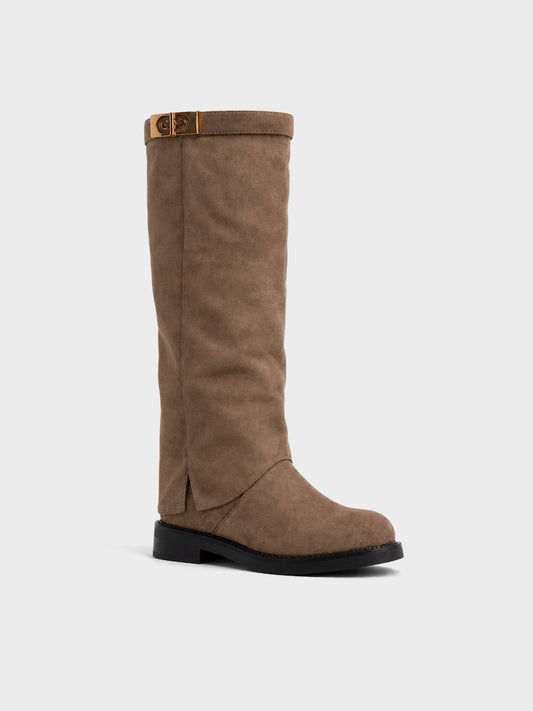 Stivale Ginocchio Elastico e Fibbia - LA2602 - kaki