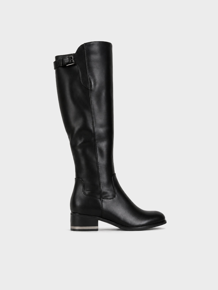 Stivale Ginocchio Zip e Fibbia - LA2603 - nero (vista laterale)