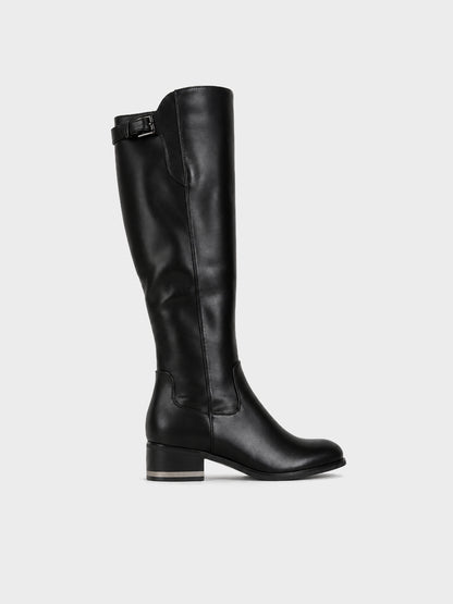 Stivale Ginocchio Zip e Fibbia - LA2603 - nero (vista laterale)