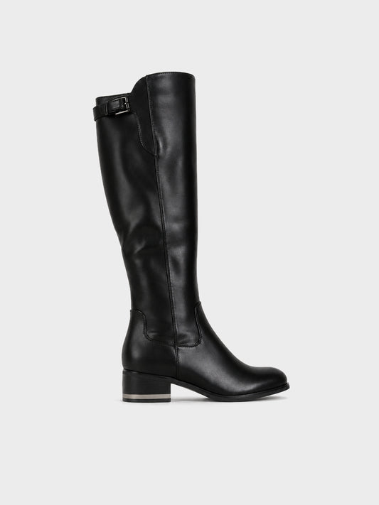 Stivale Ginocchio Zip e Fibbia - LA2603 - nero (vista laterale)