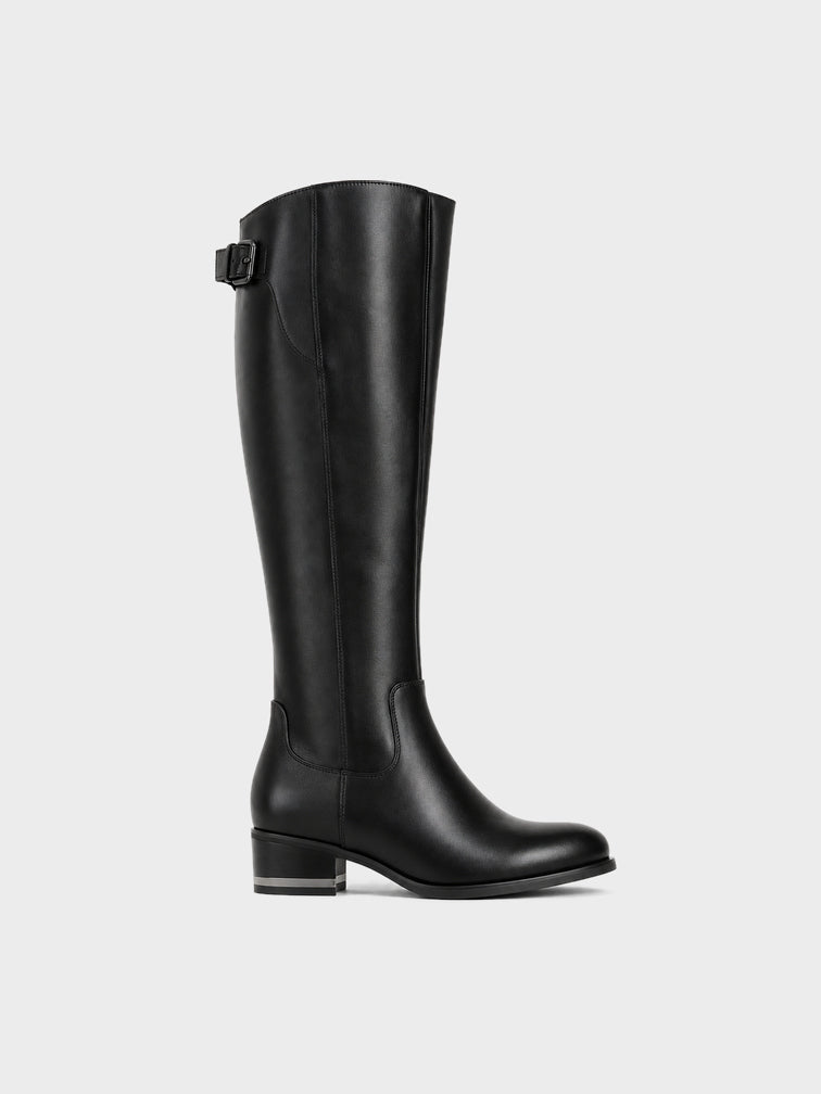 Stivale Ginocchio Zip e Fibbia - LA2603 - nero