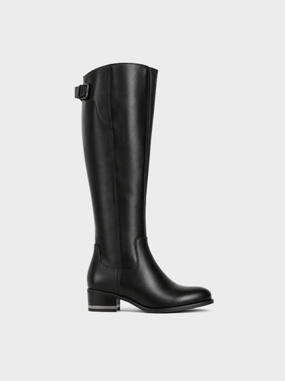 Stivale Ginocchio Zip e Fibbia - LA2603 - nero