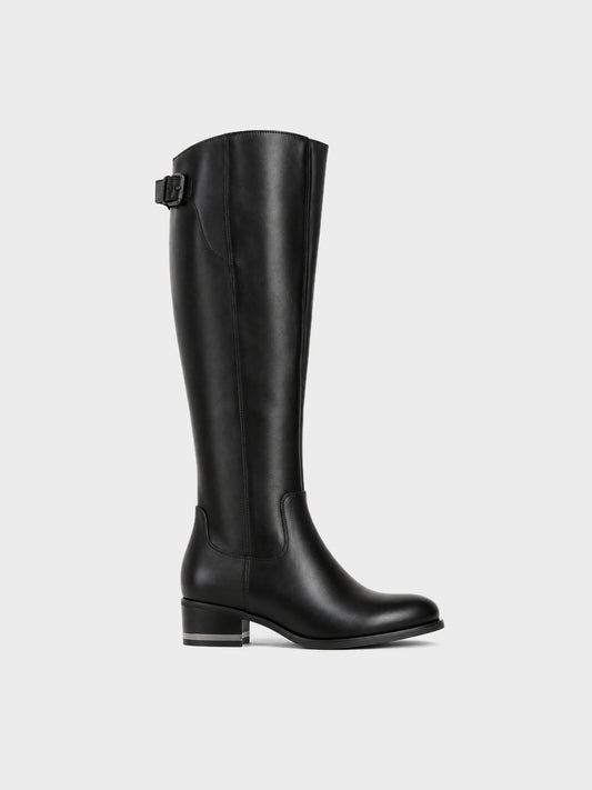 Stivale Ginocchio Zip e Fibbia - LA2603 - nero