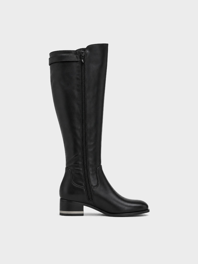 Stivale Ginocchio Zip e Fibbia - LA2603 - nero