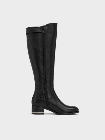 Stivale Ginocchio Zip e Fibbia - LA2603 - nero