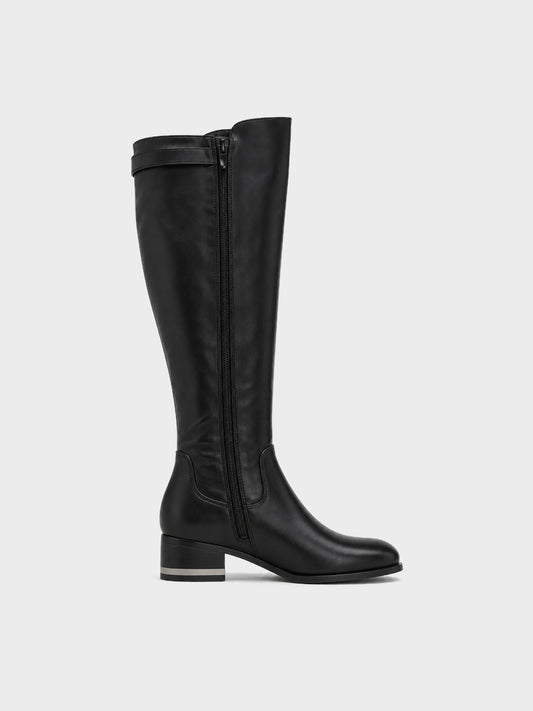 Stivale Ginocchio Zip e Fibbia - LA2603 - nero