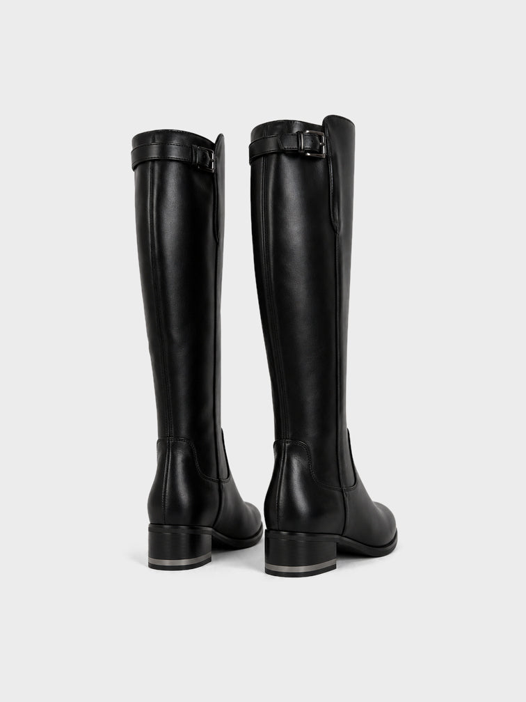 Stivale Ginocchio Zip e Fibbia - LA2603 - nero
