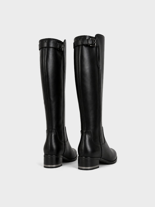 Stivale Ginocchio Zip e Fibbia - LA2603 - nero