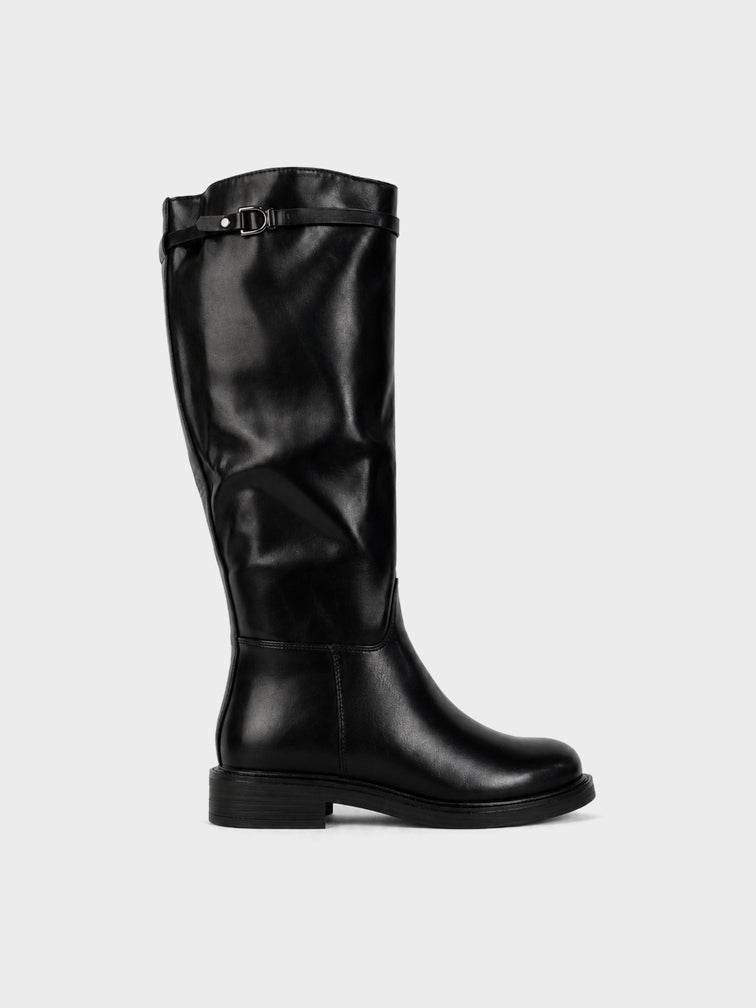 Stivale al Ginocchio con Fibbia - LA2604 - nero (vista laterale)