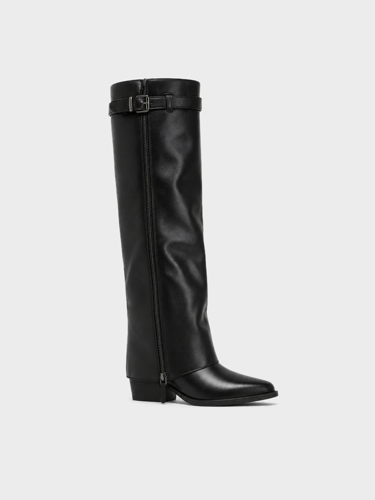 Stivale Ginocchio con Fibbia e Zip - LA2608 - nero