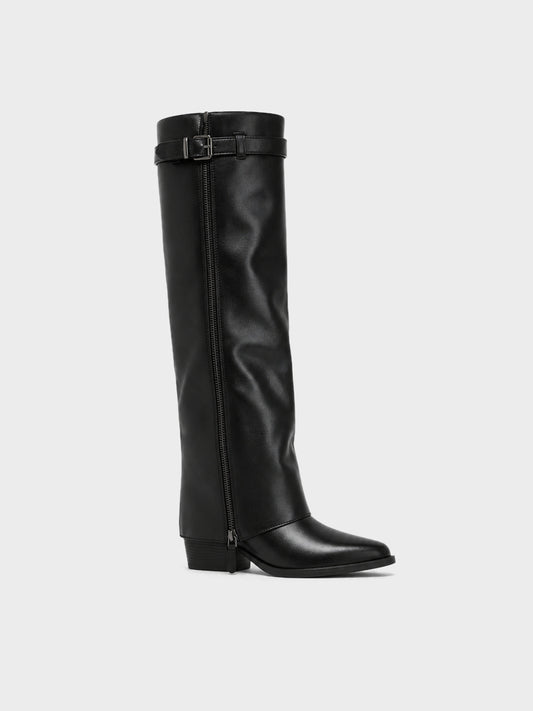 Stivale Ginocchio con Fibbia e Zip - LA2608 - nero
