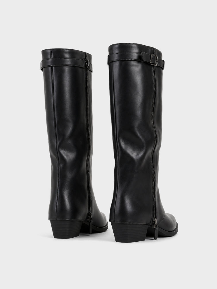 Stivale Ginocchio con Fibbia e Zip - LA2608 - nero