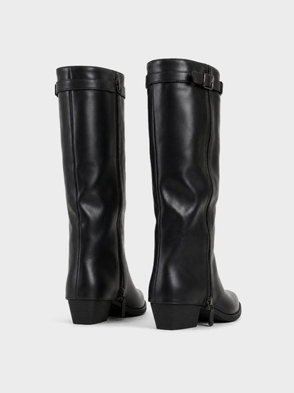 Stivale Ginocchio con Fibbia e Zip - LA2608 - nero