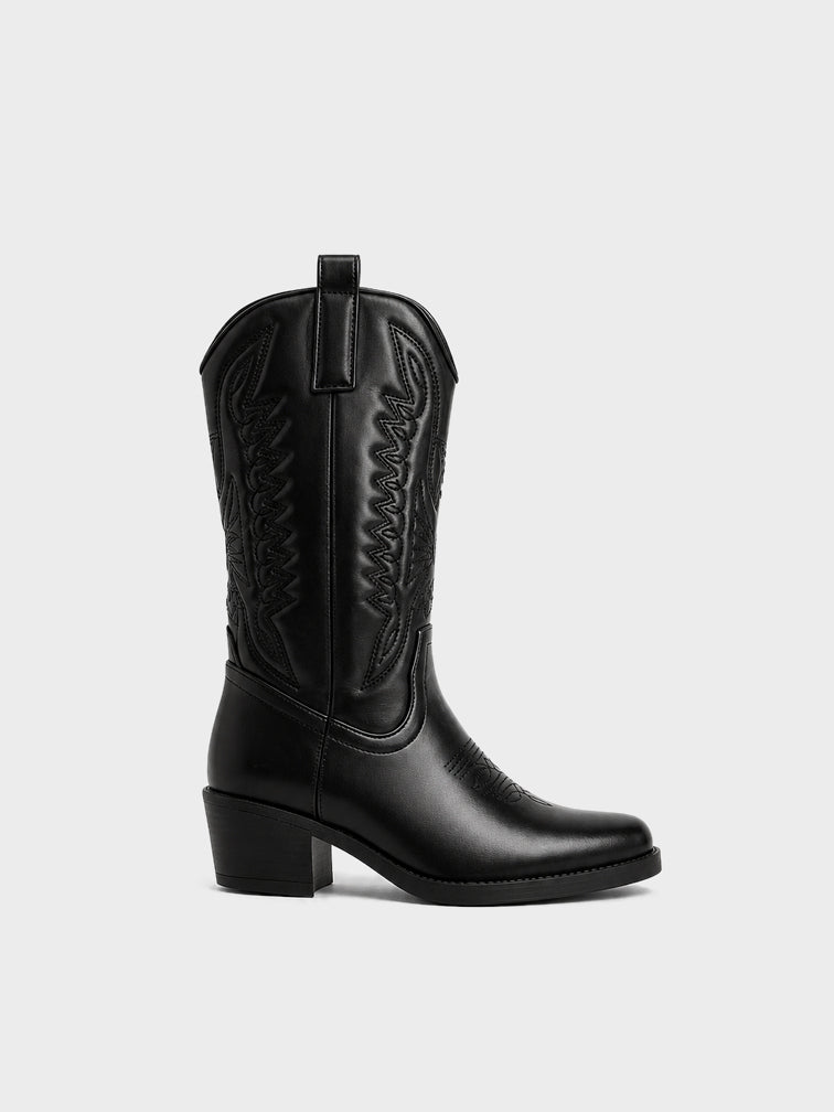 Stivale Texano Ricamato - LA2610 - nero