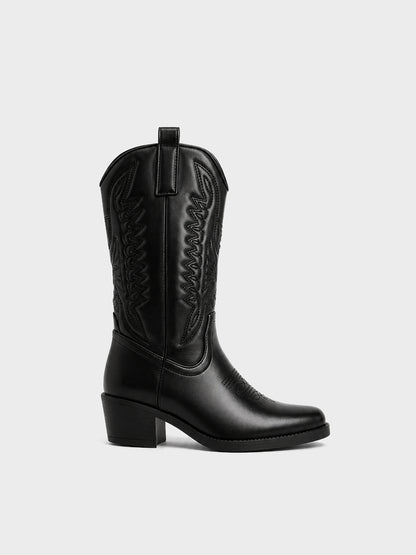 Stivale Texano Ricamato - LA2610 - nero