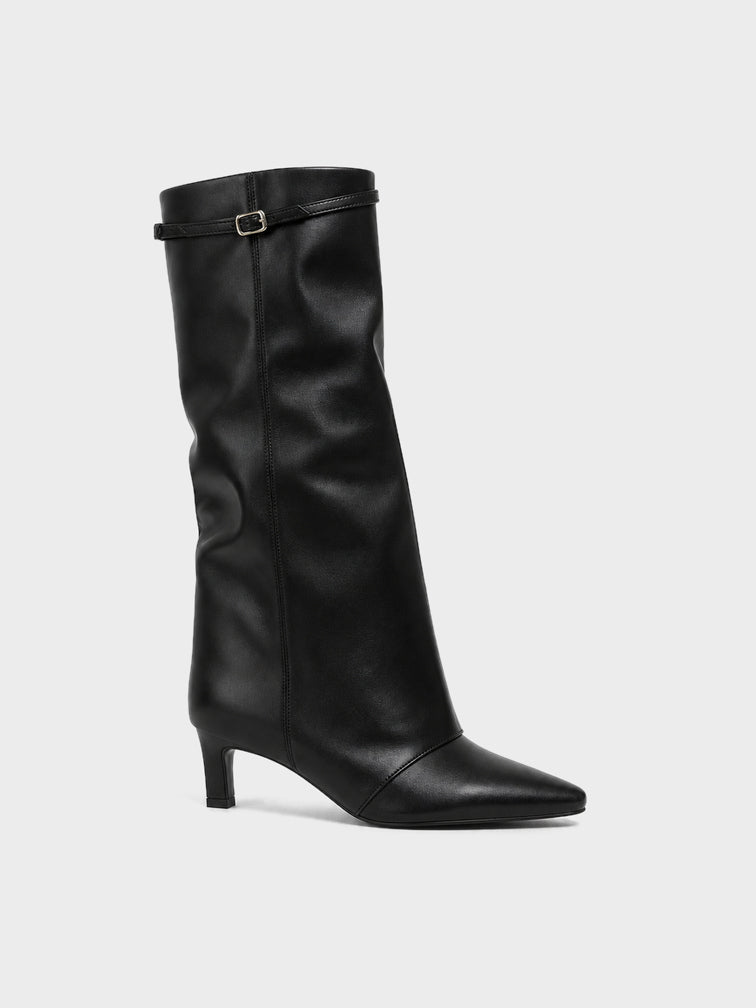 Stivale al ginocchio con fibbia - LA2613 - nero PU