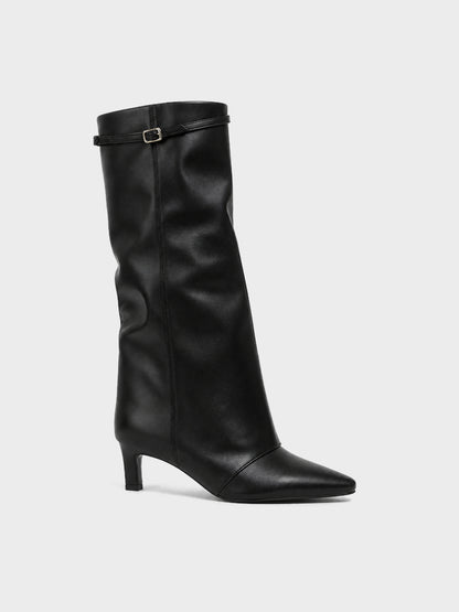 Stivale al ginocchio con fibbia - LA2613 - nero PU