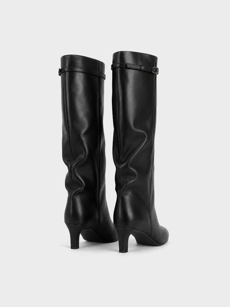 Stivale al ginocchio con fibbia - LA2613 - nero PU