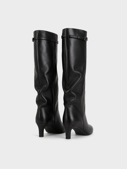 Stivale al ginocchio con fibbia - LA2613 - nero PU
