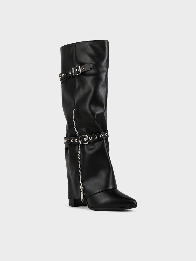 Stivale Midi con Cinturini e Zip - LA2614 - nero