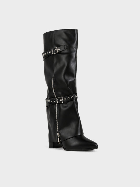 Stivale Midi con Cinturini e Zip - LA2614 - nero