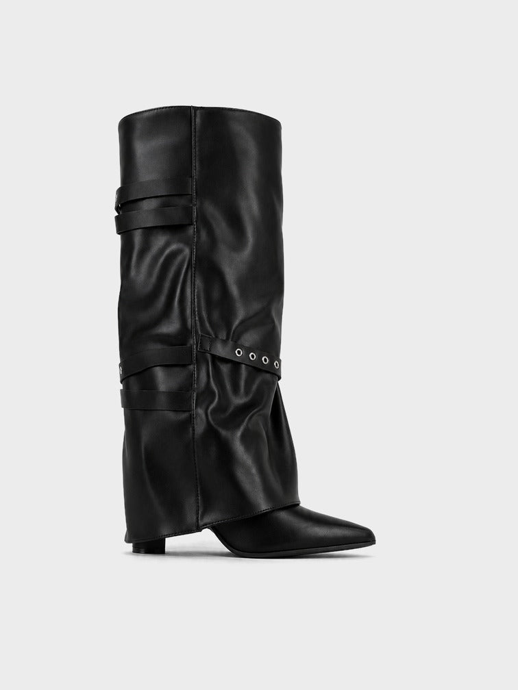 Stivale Midi con Cinturini e Zip - LA2614 - nero