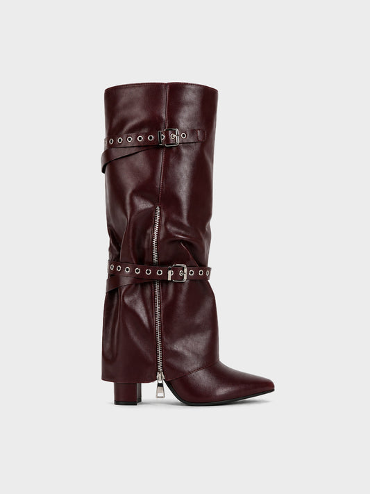 Stivale Midi con Cinturini e Zip - LA2614 - bordeaux