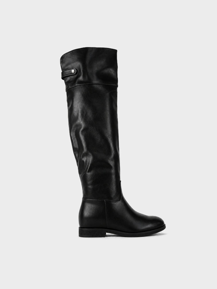 Stivale al Ginocchio con Listino - LA2617 - nero PU (vista laterale)