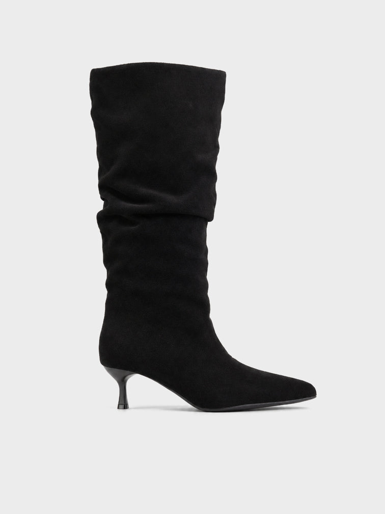 Stivale Slouch con Tacco Kitten - LA2618 - nero (vista laterale)