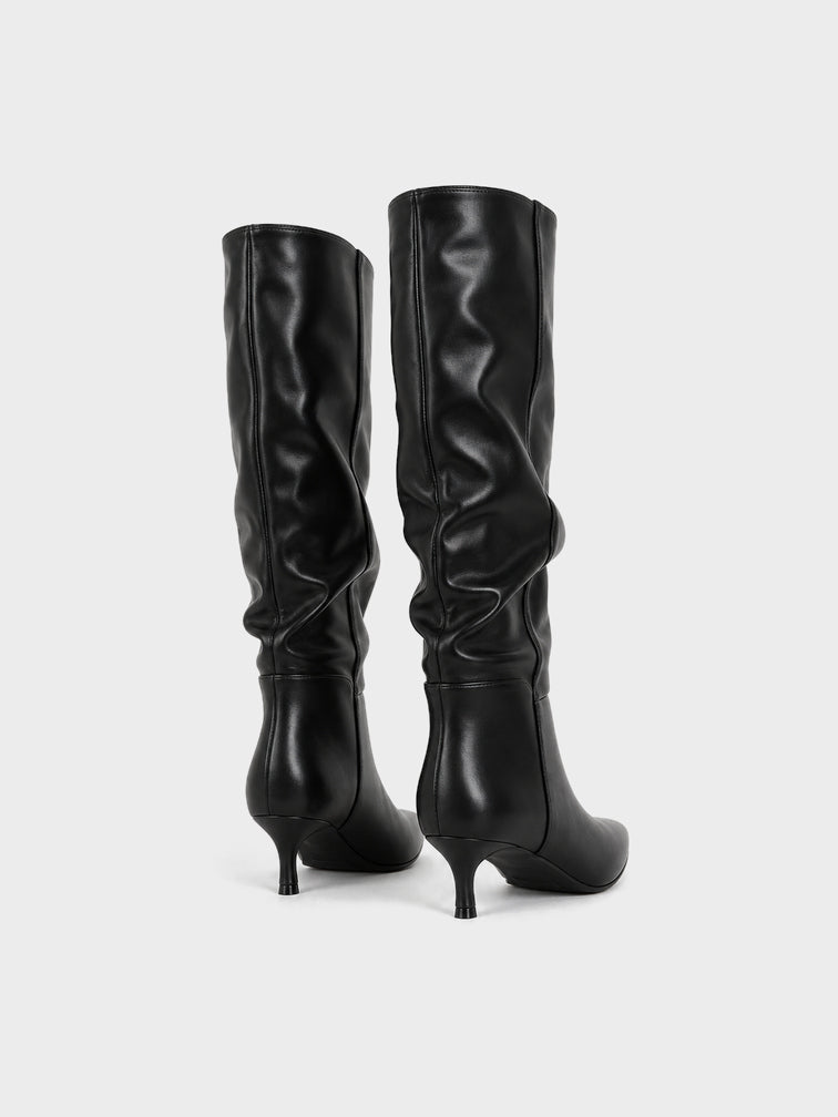 Stivale al Ginocchio Tacco Kitten - LA2619 - nero