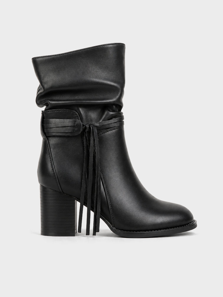 Stivale Midi con Frange - RQQ8 - nero (vista laterale)