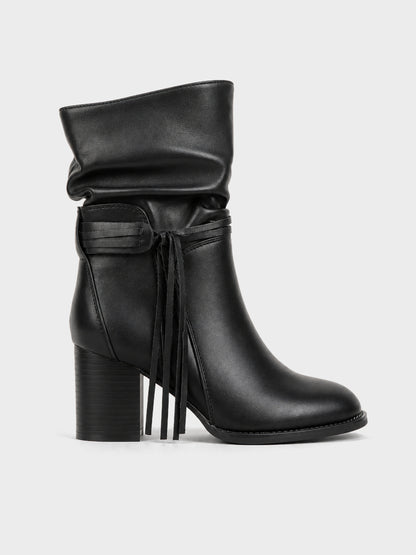 Stivale Midi con Frange - RQQ8 - nero (vista laterale)