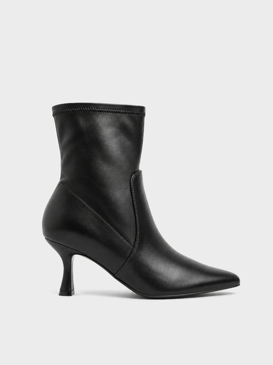 Stivaletto Calzino Tacco Sagomato - ST2606 - nero PU (vista laterale)
