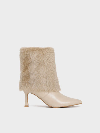 Tronchetto con Pelliccia - ST2608 - beige (vista laterale)