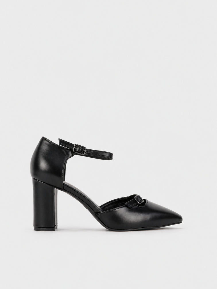 Décolleté Cinturino alla Caviglia - TA2630 - nero PU (vista laterale)