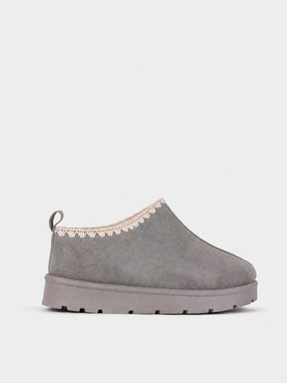 Ciabatta Pelo Bordo Smerlato - UG2602 - grigio (vista laterale)